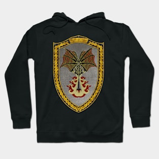 Crimson Defiance (Shield Gold Celtic Rope on Black leather) Hoodie